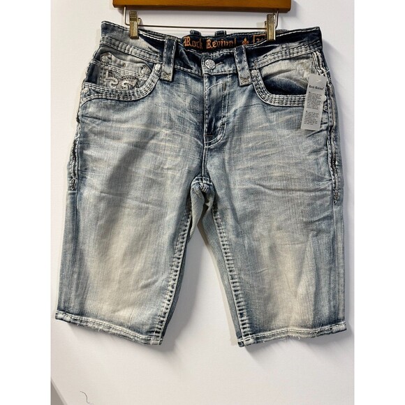 NWOT ROCK REVIVAL MEN'S SHORTS JEAN SHORTS 34 , 36,40  ASHER Stretch - Picture 5 of 14